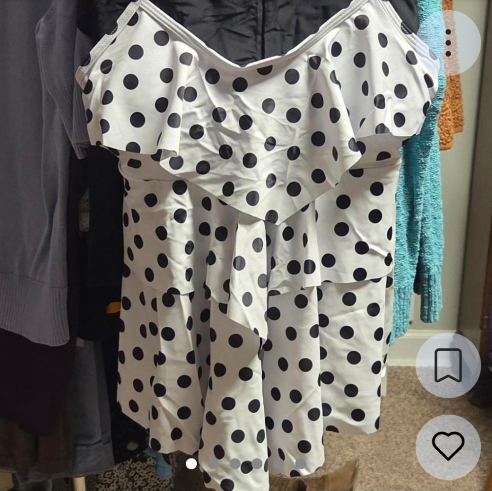 White Polka Dot Swim Skirt with Built-In Shorts